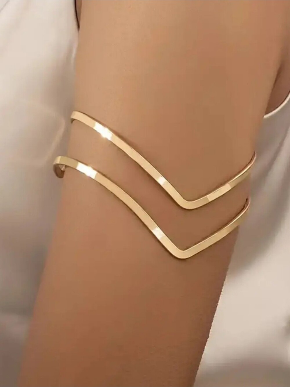 Gold Double Chevron Arm Cuff Bracelet
